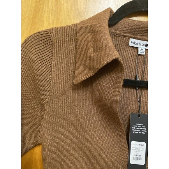 Any Day Of The Week Bodysuit - Tan Size Medium Long Sleeve Pullover - Picture 6 of 14